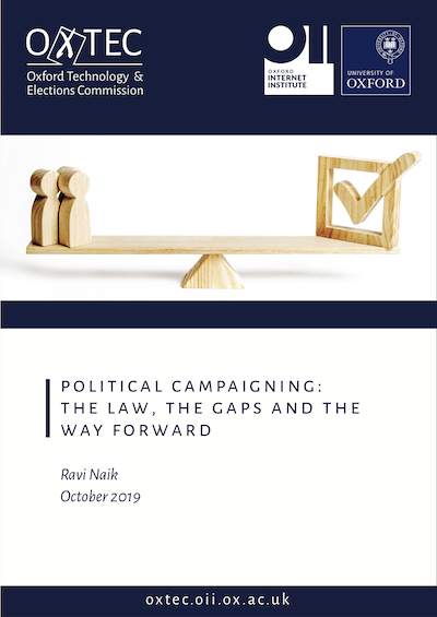 Report cover: Political campaigning =