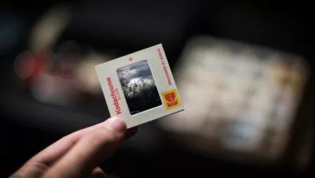 hand holding a photo slide