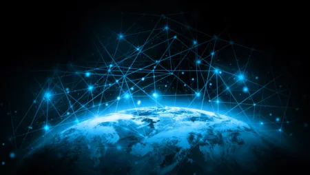 image of globe with network connections