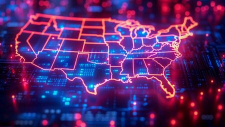 Digital map of the United States as a concept for election results